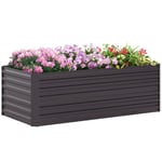 Outsunny Carré Potager de Jardin rectangulaire Tubes de renforcement Acier galvanisé 180 x 90 x 59 cm Gris foncé