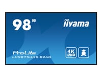 Iiyama Prolite Lh9875uhs-B2ag - 98" Diagonalklasse (97.5" Synlig) Led-Bakgrunnsbelyst Lcd-Skjerm - Intelligent Skilting - Med Built-In Media Player / Optional Slot-In Pc Capability - 4K Uhd (2160P) 3840 X 2160 - Black Bezel With Matte Finish