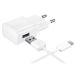 Chargeur Voyage d'Origine Samsung EP-TA200EWE + Cable USB Type C blanc 1 m