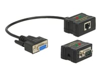 Delock Extender RS-232 DB9 female RJ45 female to RS-232 DB9 male RJ45 female - Plage de température étendue - prolongateur pour port série - RS-232 - jusqu'à 1200 m