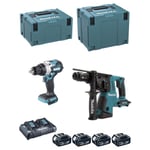 MAKITA Kit DLX2470PTJ (DHP486 + DHR264 + 4 x 5,0 Ah + DC18RD + MAKPAC 3 + MAKPAC 4)