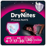 Huggies DryNites, Girls’ Pyjama Pants - Sizes 4-7 Years (30 Pants) - Unbeatable Night Time Protection with Discrete Protection and Fun Designs