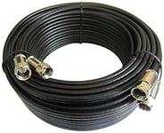 25m, Câble d'extension Double Pour Satellite TV / TNT. Câble Coaxial Noir. 4 x F-Connecteurs Avec 2 X Raccord Fiches F Femelle Femelle