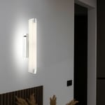 Applique murale led avec interrupteur, applique pour miroir, luminaire chromé pour cage d'escalier, verre satiné, design tige, 9W 700Lm blanc chaud,