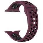 EWENYS Replacement Strap, Compatible with Apple Watch Series 7 45mm, SE Series 6 Series 5 Series 4 44mm, Series 3 Series 2 Series 1 42mm. Silicone Nike Sport Editon(Plum-black)