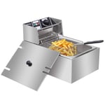 Electric Deep Fryer,DYBITTS 6L Heavy Duty Fat Fryer with Removable Basket 2500w Countertop Stainless Steel Kitchen Chip Fryers for Home and Commercial
