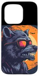 Coque pour iPhone 15 Pro Loup-garou amusant avec lunettes de soleil pour les amateurs de loups-garous