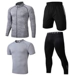 Homme 4 Pièces Vêtements De Sport Running Jogging Workout Football Ensemble De Fitness Compression Tenue De Sport Sportswear A,3XL