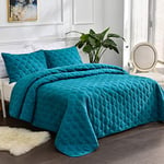 Litanika Parure de lit Queen Size - Bleu Sarcelle - Housse de Couette entièrement légère et Turquoise - Housse de Couette pour Toutes Les Saisons - 3 pièces (1 Couette, 2 taies d'oreiller)