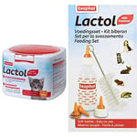 Beaphar - LACTOL - Lait maternisé pour Chaton en Poudre - Enrichi en DHA - Source de protéines - 250 g & LACTOL – Pack biberon et tétines + Brosse à Nettoyer pour Nourrir Les Nouveau-nés/Animaux