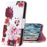 MRSTER Samsung Galaxy S21 Ultra Coque, Housse en Cuir Samsung S21 Ultra, Antichoc Étui à Rabat PU Portefeuille Housse de Protection pour Samsung Galaxy S21 Ultra 5G. HX2 Peony Flowers