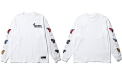 HSDFKD Embroidery Butterfly Long Sleeve Tshirts Mens Streetwear Tees Shirts Hip Hop O-Neck Tops Outwear,White,L