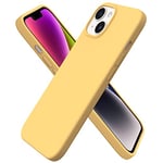 Coque de Protection en Silicone pour iPhone 14, Anti-Chocs, Doublure en Microfibre Anti-Rayures, Protection de l'appareil Photo 6,1", Jaune