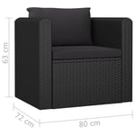 Vidaxl Fauteuil Avec Coussins Résine Tressée Noir