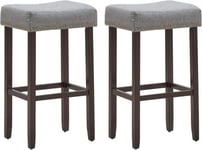 Lot de 2 Tabourets de Bar 43x33x74CM avec Siège Rembourré en Selle,Chaises Hautes Pieds en Bois Massif,Charge 100KG