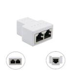 Splitter-kontakter LAN Ethernet-uttag kompatibel med Cat5 Cat6-kabel, (vit, 2 stycken)