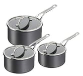 Tefal Jamie Oliver Cook's Classics Saucepan Set, 3 Pieces Non-Stick Saucepan Set, 16&18&20 cm Saucepans with lids, Oven-Safe, Induction Compatible, Riveted Handle, Hard Anodised Aluminium, H912S344