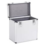 Yaheetech Étui pour Disques Vinyles de 33 Tours Mallette de Rangement pour Collection de DJ Valise Vinyles avec Fermeture à Clé pour 50 Albums 35x20x36 cm Argent