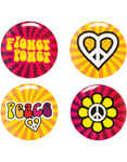 4 stk Hippie Buttons - Flower Power