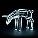 CHRISTOW Christmas Reindeer Light Up Outdoor Decoration, Energy Efficient White LED Rope Light, Garden Silhouette, Mains Powered (69cm x 44cm x 18cm)