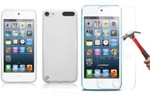 Clear Silicone Slim Gel Case and Glass Screen Protector for iPod Touch 5th Gen