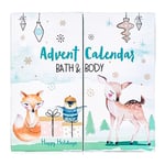 accentra Calendrier de l'Avent Joyeuses Fêtes 2021 pour les filles avec 24 produits de bain, soins du corps et accessoires pour un temps de l'Avent varié et cocooning