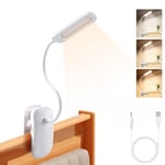 Diboniur Lampe de Bureau Pince, Lampe de Lecture LED Rechargeable, 360° Flexible Lampe Clip Enfant, 3 Couleur et Intensité Réglables pour Étude et Travail, Luminosité Protection des Yeux