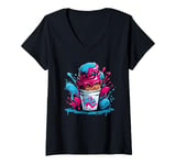 Womens Slick Ice Cream Adventure V-Neck T-Shirt