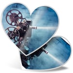 2 x Heart Stickers 15 cm - Vintage Old Movie Projector Films Cinema #24392