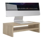 Support d'écran d'ordinateur display, réhausseur pour moniteur avec étagère intermédiaire, longueur 42 cm, en mélaminé chêne sonoma - Chêne Sonoma