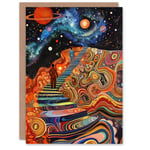 Greeting Card Psychedelic Stairway to Heaven Trippy Space Blank Birthday