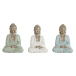 Dekorativ figur Home ESPRIT Hvid Grøn Turkisblå Buddha Orientalsk 14 x 10,5 x 18,5 cm (3 enheder)