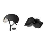 Pack Complet Exclusif : Casque Cosmo Connected Fusion & Cache-Oreilles Uni-Sexe avec Visière pour Vélo/Trottinette - Clignotants, Feu de Freinage, Partage de Trajet et Détection de Chute