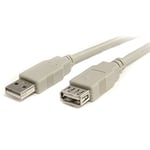 StarTech.com Câble d'extension USB 2.0 de 3 m - Rallonge / Prolongateur USB A vers A - M/F - Beige (USBEXTAA10)