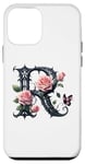 Coque pour iPhone 12 mini Letter R Initial Floral Monogram Rose Pink Flower Butterfly