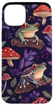 Coque pour iPhone 15 Plus Violet Bohème Ethnique Grenouille et Champignon Vintage Motif