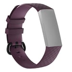 JIAOCHE Pattern Silicone Wrist Strap Watch Band for Fitbit Charge 4 Small Size：190 * 18mm(Black) (Color : Dark Purple)