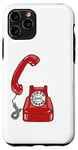 Coque pour iPhone 11 Pro Cadran rotatif vintage - Téléphone filaire - Couleur graphique rétro