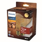 Philips Lighting ampoule LED Globe 93mm E27 25W Blanc Chaud Ambré, Compatible Variateur, Verre