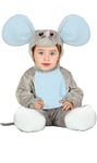 FIESTAS GUIRCA | Costume de Petite Souris Bébé (12-18 Mois) - Inclut Queue, Bonnet, Combinaison et Pieds - Costumes d'Animaux pour Fêtes Enfantines et Halloween - Idéal pour Bébé Unisexe - Gris