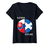 Womens Mixed Genes Both Flags Pie Chart Scotland and Slovakia V-Neck T-Shirt