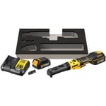 Clé à cliquet Dewalt xr 18V Brushless - Batteries 2 x 1.7 Ah - Têtes interchangeables 1/4', 3/8' et porte-embout hexagonal 1/4' - DCF510E2G-QW