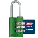 ABUS Combination Lock 145/20 Green - Luggage Lock, Locker Lock and Much More. - Aluminium Padlock - Individually Adjustable Combination Code - ABUS Security Level 3