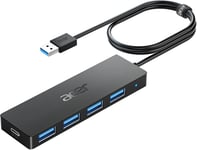 Hub USB 3.0 avec 4 Ports USB 3.0, Adaptateur Multiport USB pour PC, MacBook Air, Mac Pro/Mini, iMac, Surface Pro, XPS, PS4, Disque Dur Mobile, clés USB et Plus (120cm).[S20]