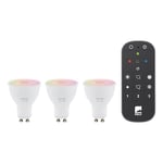 Eglo Connect.z Set of 3 Smart Home LED Light Bulbs GU10, ZigBee, app and Alexa Voice Control, with Remote Control, dimmable, Warm White-Cold White, RGB, 4.5 watts, Opal White Lightbulb