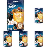 Felix Party Mix Original Friandises Poulet/Foie/Dinde pour Chat 60 g (Lot de 5)