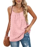 Aokosor Ladies Vests Adjustable Strap Summer Tops for Women Swiss Dot Chiffon Sleeveless Tank Light Pink Size 18-20