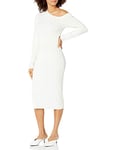 The Drop Giselle Robe pull longueur midi avec encolure asymétrique pour Femme, Blanc Whisper, XS