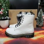 NEW IN BOX!! Dr Martens 1460 White Serena Fur Lined Boots Size UK 4