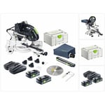 Ksc 60 eb kapex Scie à onglets radiale sans fil 216mm 18V/36V sans charbons + 2x Batteries 4,0Ah + Chargeur + Coffret - Festool